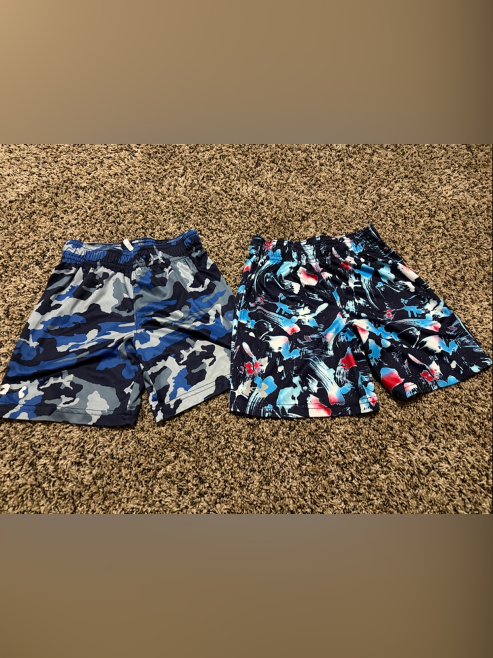 Under Armour Kids Blue Camo & Black Abstract Print Athletic Shorts - 2 Pack